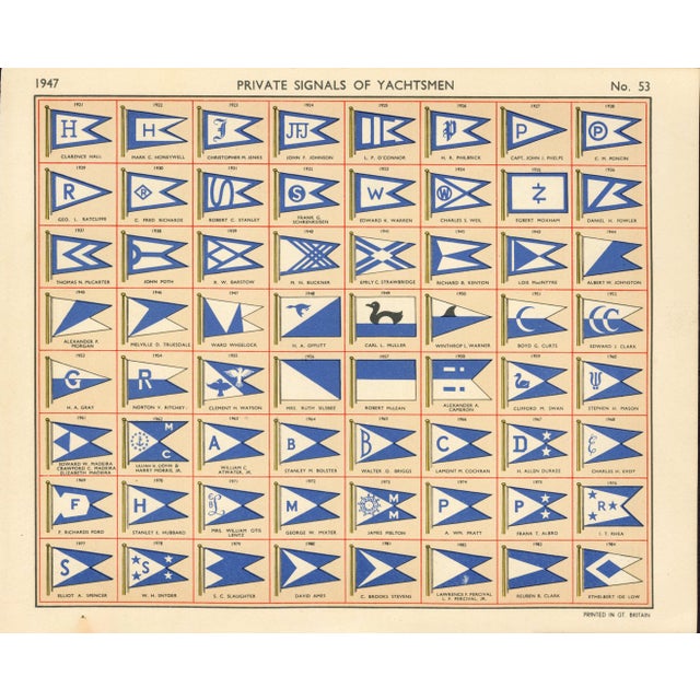 Original Lloyd's Register of Yachts "Private Signals of Yachtsmen" Reference Pages – Set of 4 – Year 1947 Group I For Sale - Image 4 of 5
