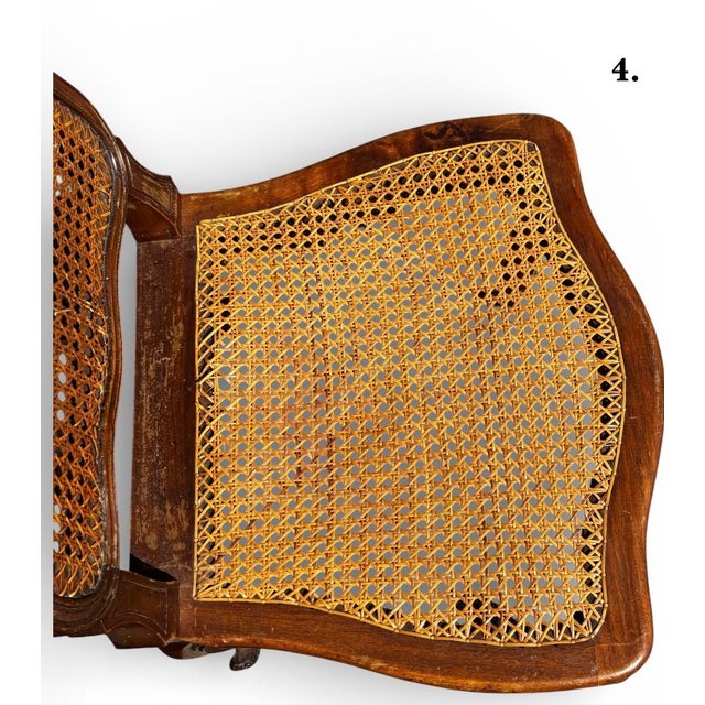 Set of 4 Mid 20th Century French Louis XV Style Walnut Caned Dining Chairs — Handwoven Cane Seats & Backs For Sale - Image 10 of 12