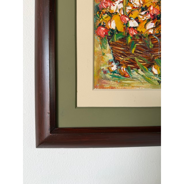 Wood Vintage Impressionist Style Still Life Oil on Masonite Painting, Signed For Sale - Image 7 of 11