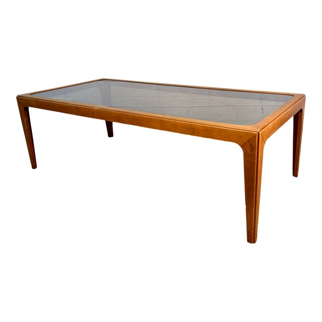 Mid 20th Century Rectangular Smoked Glass Coffee Table For Sale