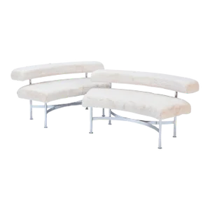 1970s Vintage Curved Shaped Chrome Benches - a Pair