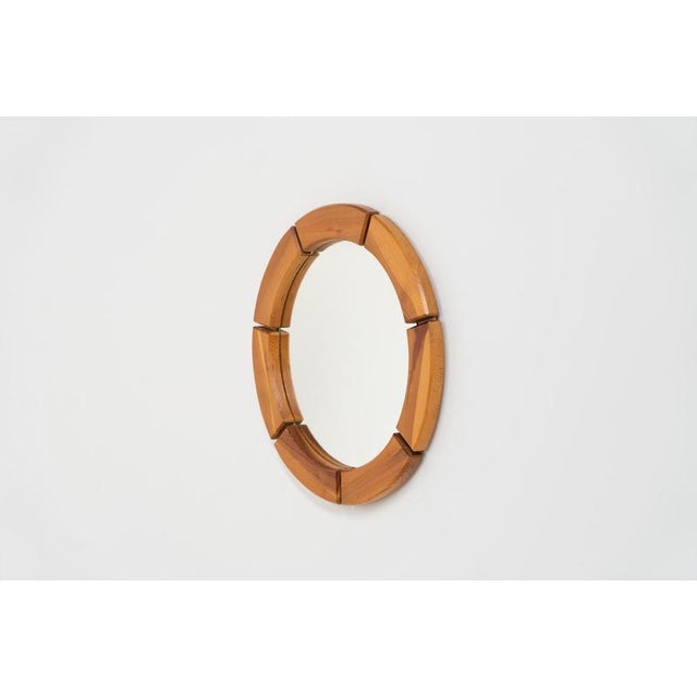 Brown Sculptural Wall Mirror in Solid Pine For Sale - Image 8 of 8