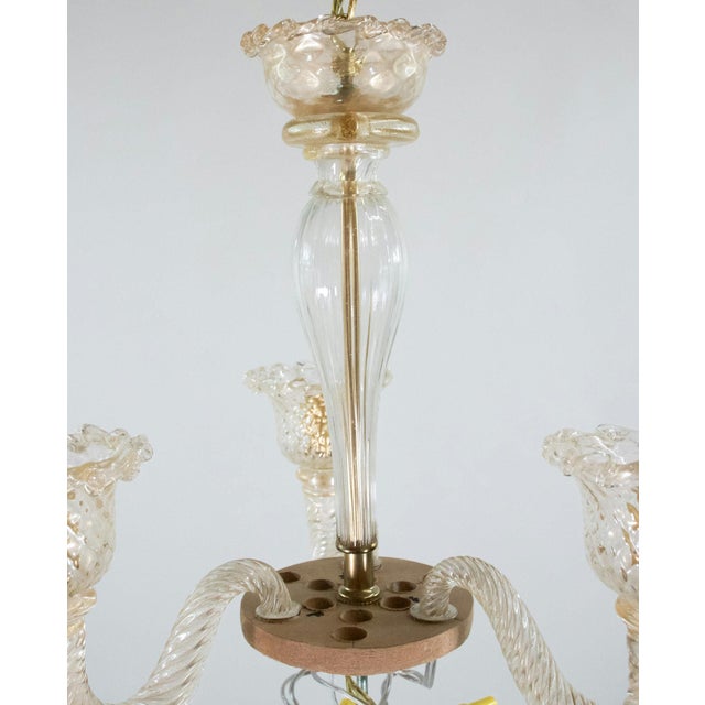 Glass Vintage Traditional Floral Three-Arm 24k Gold Infused Murano Glass Chandelier For Sale - Image 7 of 12