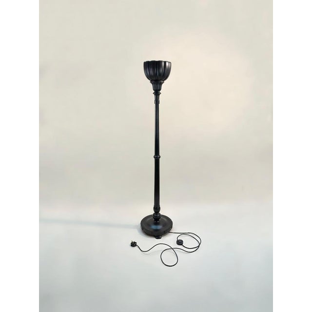 Victorian Carved Ebonized Oak Torchiere Floor Lamp, England, 1890s For Sale - Image 3 of 11