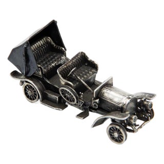 Antique Convertible Car Miniature in Nickel Silver For Sale