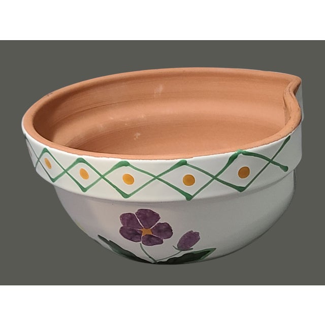 Late 20th Century Late 20th Century Hand Painted Floral Italian Terra Cotta Wall Hanging Planter For Sale - Image 5 of 10