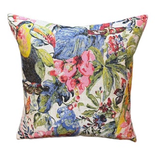 Toucan Parrot Woven 18x18 Cushion Cover For Sale