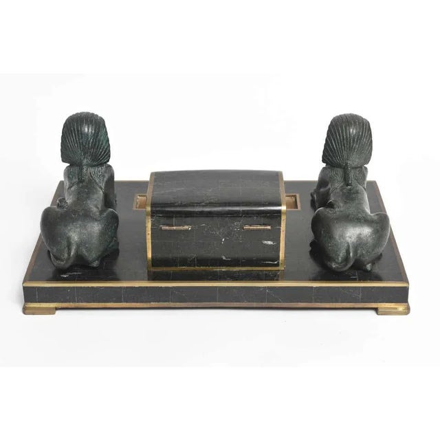 Late 20th Century Egyptian Revival Sphinx Inkwell by Maitland Smith For Sale In Miami - Image 6 of 10