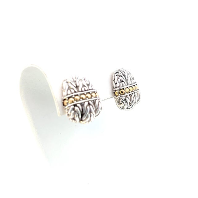 1990s John Hardy Estate Earrings Sterling Silver 18k Y Gold, 2 Pieces For Sale - Image 4 of 10