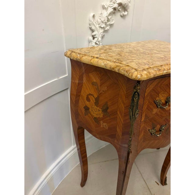 Antique Louis XV French Marquetry Bedside Cabinets, 1880s, Set of 2 For Sale - Image 9 of 16