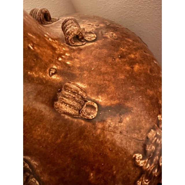 Tall Antique Ming Dynasty Martaban Jar From China and Stand For Sale - Image 4 of 9