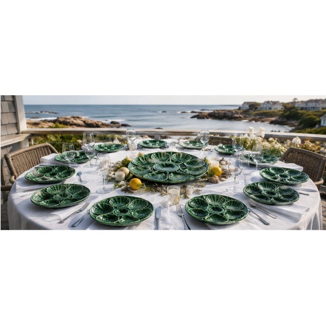 No. 9689 Majolica Oyster & Seafood Service from Sarreguemines, France, 1930s, Set of 13 For Sale - Image 9 of 14