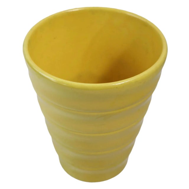 Mid Century Yellow Glaze Pottery Flower Vase Marked 715 For Sale In New York - Image 6 of 8