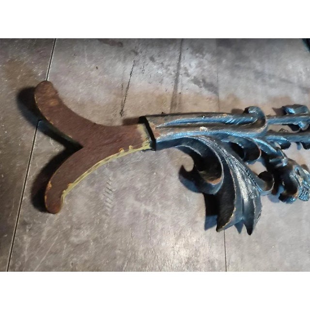 Art Nouveau Cast Iron Arm with Flowers for a Lantern For Sale - Image 6 of 10