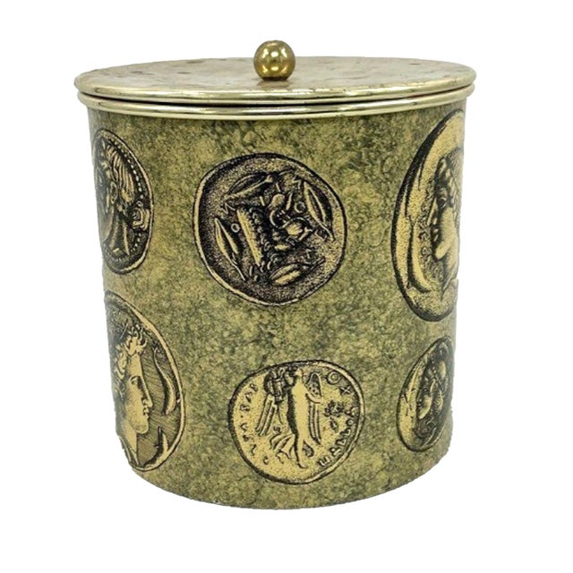 Mid 20th Century 1960s Piero Fornasetti Ice Bucket & Cover With Coin Design For Sale - Image 5 of 10