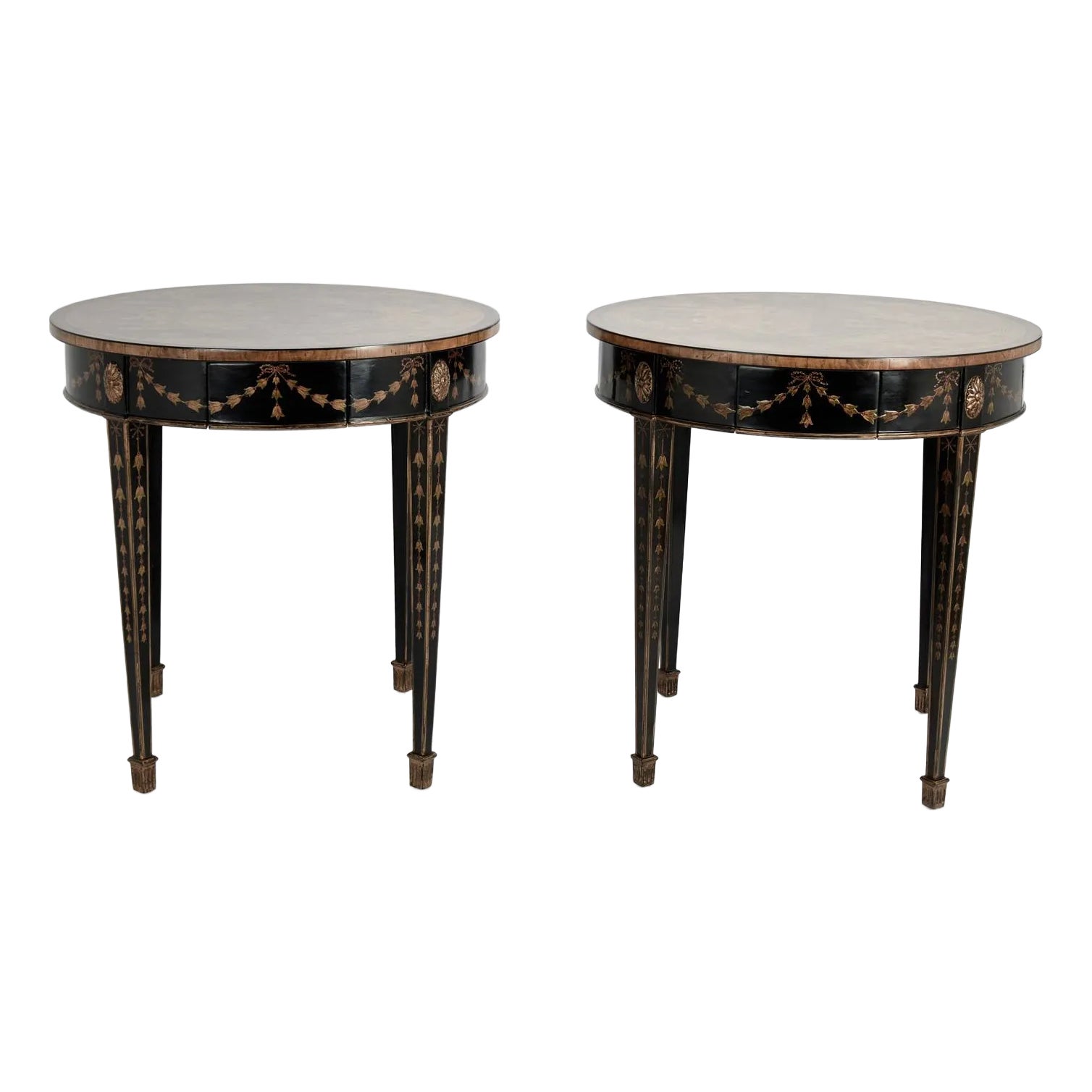 Pair of Adams Style Round Side Tables or Stands by Burton Ching | Chairish