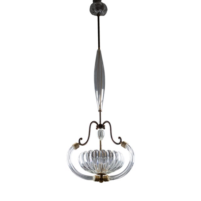 Art Deco Murano Glass Chandelier from Barovier and Toso, 1930s For Sale