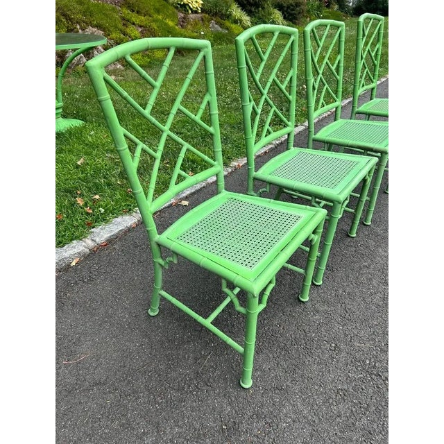 Meadowcraft Faux Bamboo Green Patio Dining Set in Green For Sale - Image 12 of 16