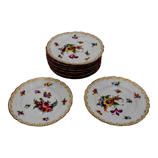 Early 20th Century Meissen Bread and Butter Plates- Set of 11 For Sale