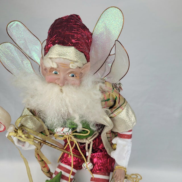 Art Deco Mark Roberts Peppermint Candy Fairy Christmas Collectible Elf Figure 17" For Sale - Image 3 of 12