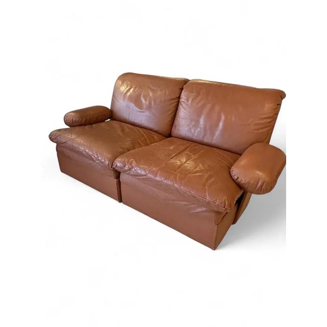 Vintage Italian Modular Sofa in Cognac Leather, 1970, Set of 8 For Sale - Image 9 of 15