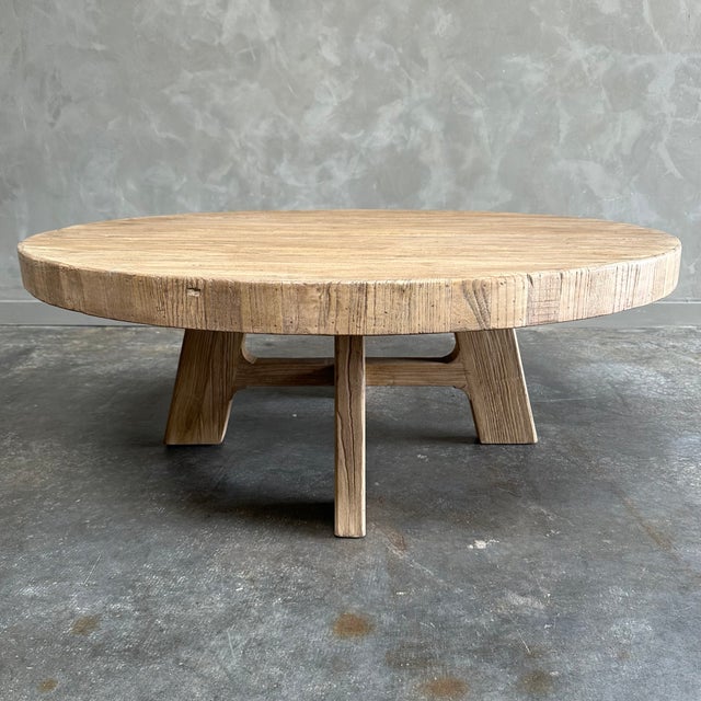 Reclaimed Elm Wood Round Coffee Table Chairish