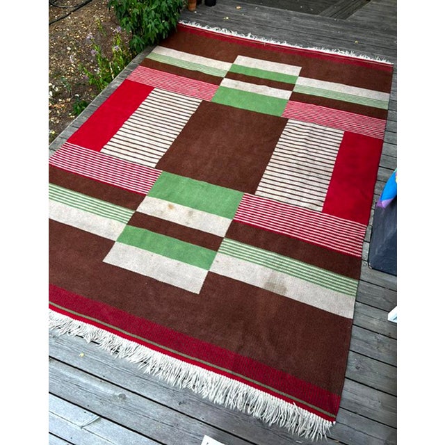 Large Mid-Century Modern Wool Rug, Czechoslovakia, 1960s For Sale - Image 6 of 15