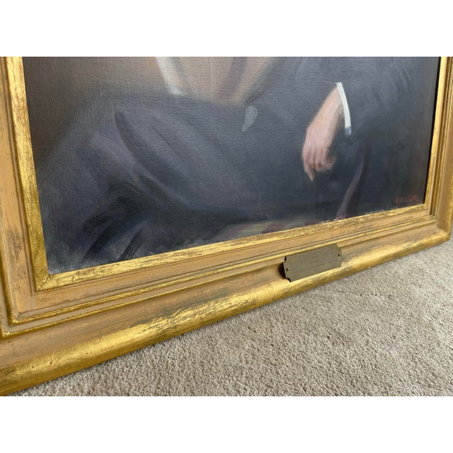 Internationally Renowned Artist Marie Goth’s 1923 Monumental Oil Portrait of Hoosier Businessman Arthur S. Overbay For Sale - Image 10 of 11