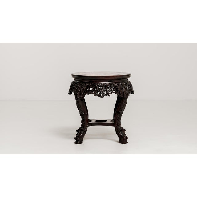 Chinese Carved Pedestal Table with Marble Top, Antique, China, Late 19th Century For Sale - Image 13 of 14