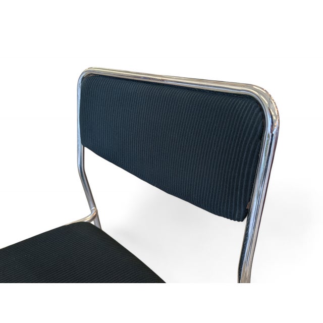 Vintage Fabric and Metal Chairs, Italy, 1980s, Set of 4 For Sale - Image 6 of 9
