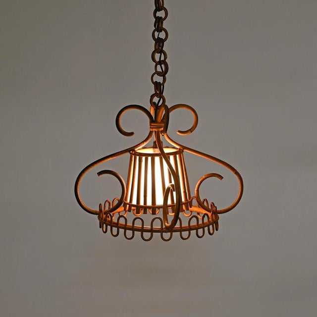 Pendant Light in Parchment, Rattan and Wicker by Franco Albini, Italy, 1960s For Sale - Image 3 of 14