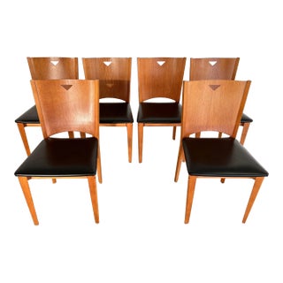 Mid Century Modern Leather Dining Chairs – Set of 6 For Sale