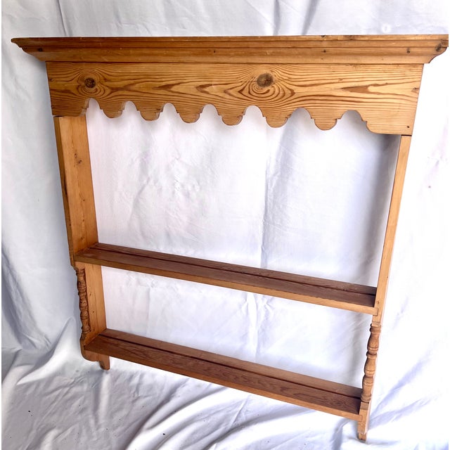 Vintage Natural Pine Wall Shelf Plate Rack For Sale - Image 13 of 15