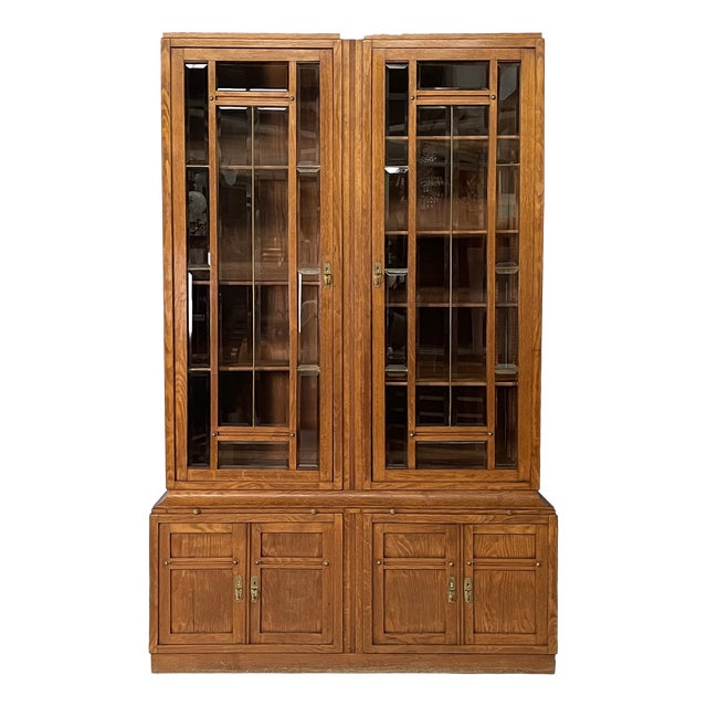 Art Nouveau Italian Sideboard in Wood and Glass, 1920s For Sale