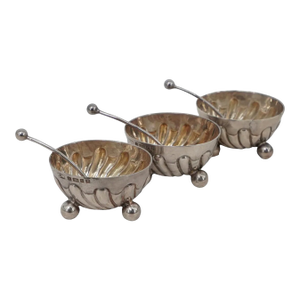 Charles Mappin Silver Plate Salt Cellars With Spoons, Sheffield 1882 (6 Pcs)