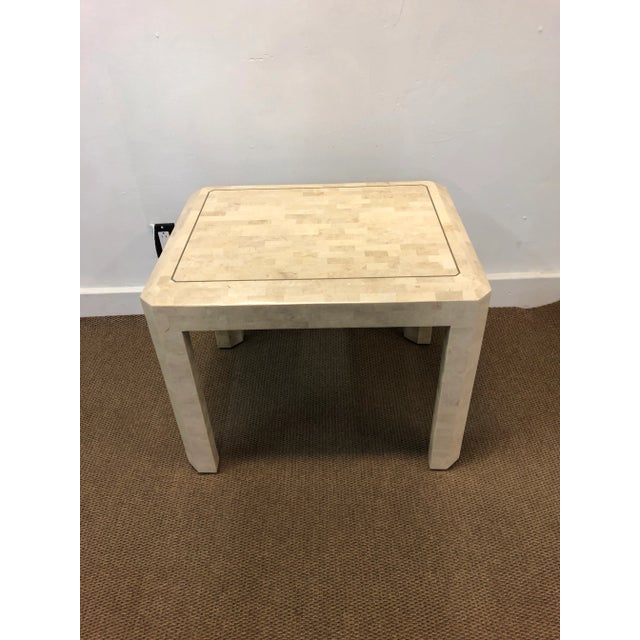 Metal 1970s Modern Maitland Smith Brass Tessellated Fossil Stone Side Table For Sale - Image 7 of 7