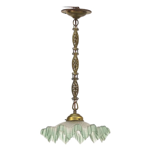 Art Deco Piecrust Hanging Lamp For Sale