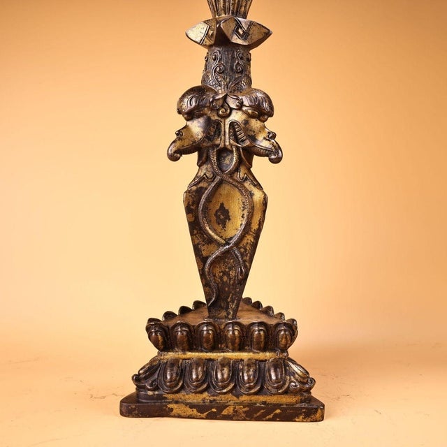 Monumental Vintage Gilt Bronze Phurba Dagger - Tibetan Mahakala / Hayagriva Ritual Dagger, 26" For Sale - Image 9 of 9