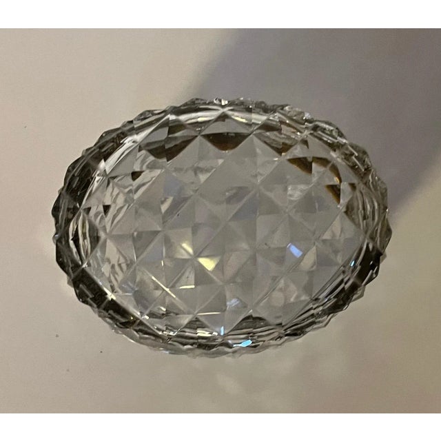 Antique French cut crystal oval hinged box. Measures 4 1/2" wide x 3 3/8" deep x 3 1/2" tall. Exceptional quality with a...