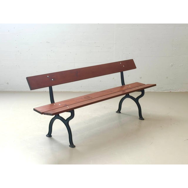 Garden Bench with Delicate Cast Iron Frame and Wooden Slats, 1960s For Sale - Image 14 of 18