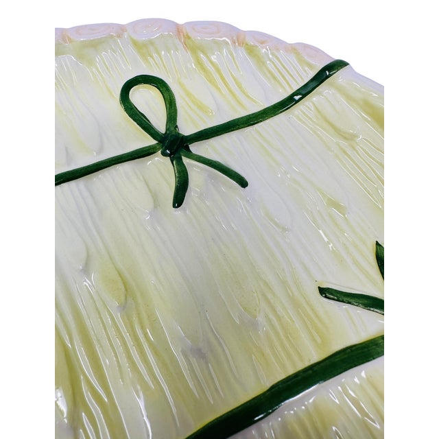 Vintage Casafina Portuguese Majolica Asparagus Serving Platter, 12" For Sale - Image 9 of 12
