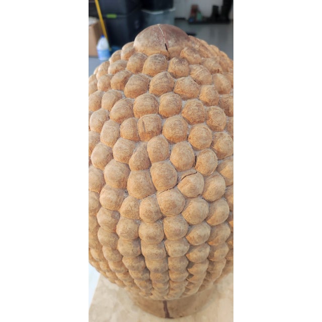 Brown Early 20th Century Antique Buddha Hand Carved Head For Sale - Image 8 of 9