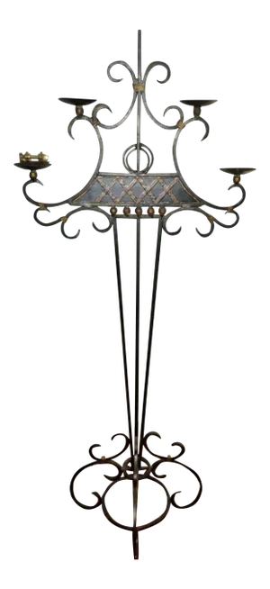 Mid 20th Century Wrought Iron French Style Floor Candelabra