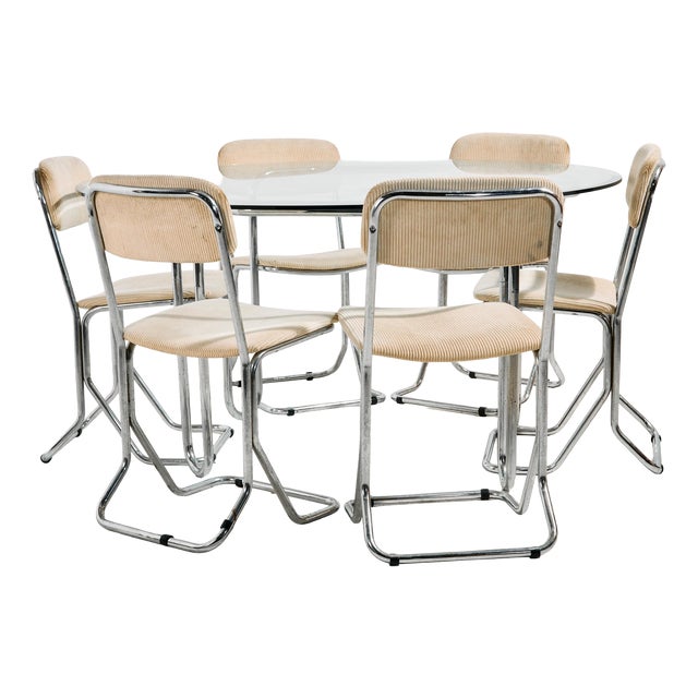 Italian Chrome Dining Set, 1980s, Set of 7 For Sale