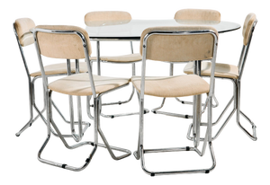 Italian Chrome Dining Set, 1980s, Set of 7