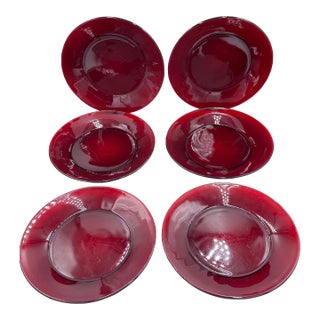1930's Royal Ruby by Anchor Hocking Dinner 9" Plates 6pc Set For Sale