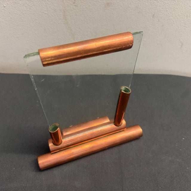 Copper Authentic 1930s Art Deco Copper and Glass French Picture Frame For Sale - Image 8 of 14