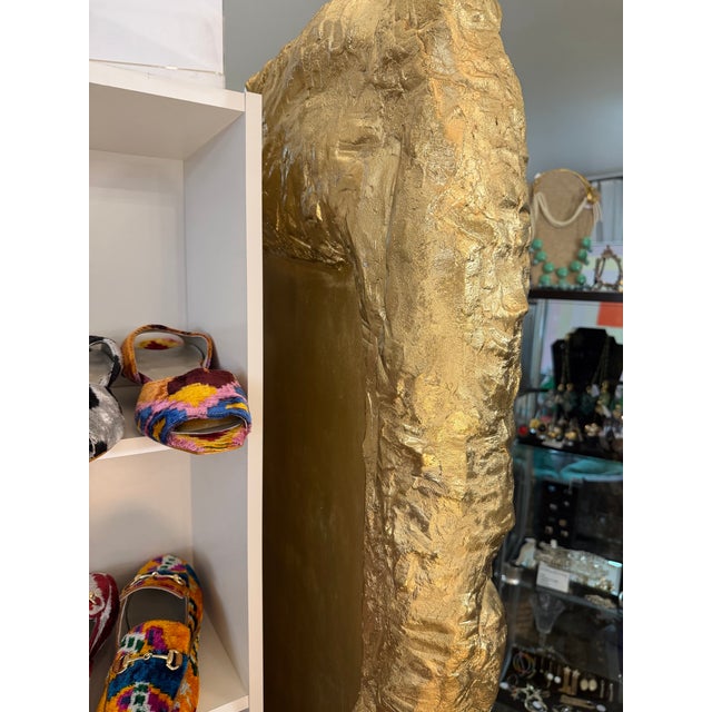 Wood Custom - Made Cave Rock Formation Gold Finish Resin Floor Mirror For Sale - Image 7 of 9