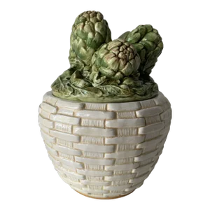 Mid 20th Century Porcelain Intrada Artichoke Lidded Jar, Made in Italy