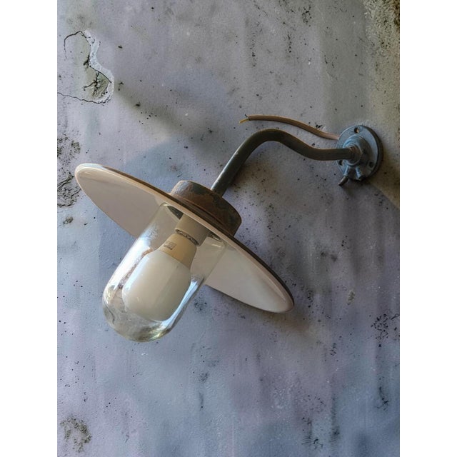 Industrial Industrial Outdoor Wall Light in Glass and Metal, 1980s For Sale - Image 3 of 6